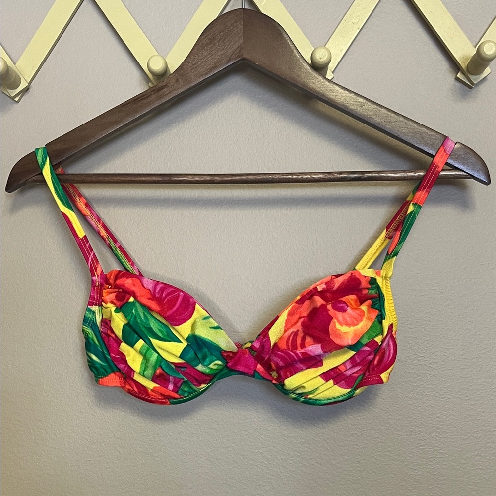 Vibrant 90’s Floral Bikini Top